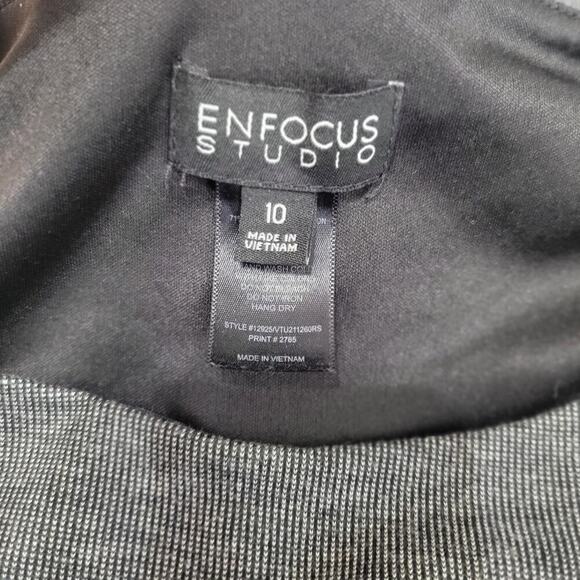 En Focus Studio Dress 10 Gray Knit Stretch Flouncy Hem Career Work Office Siren - Picture 5 of 6